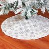 Yousheng 35 Inch Christmas Tree Skirt Gold Sequin Feather Snowflake Pattern White Faux Fur Tree Skirt Fluffy Plush Tree Base Mat for Holiday Home