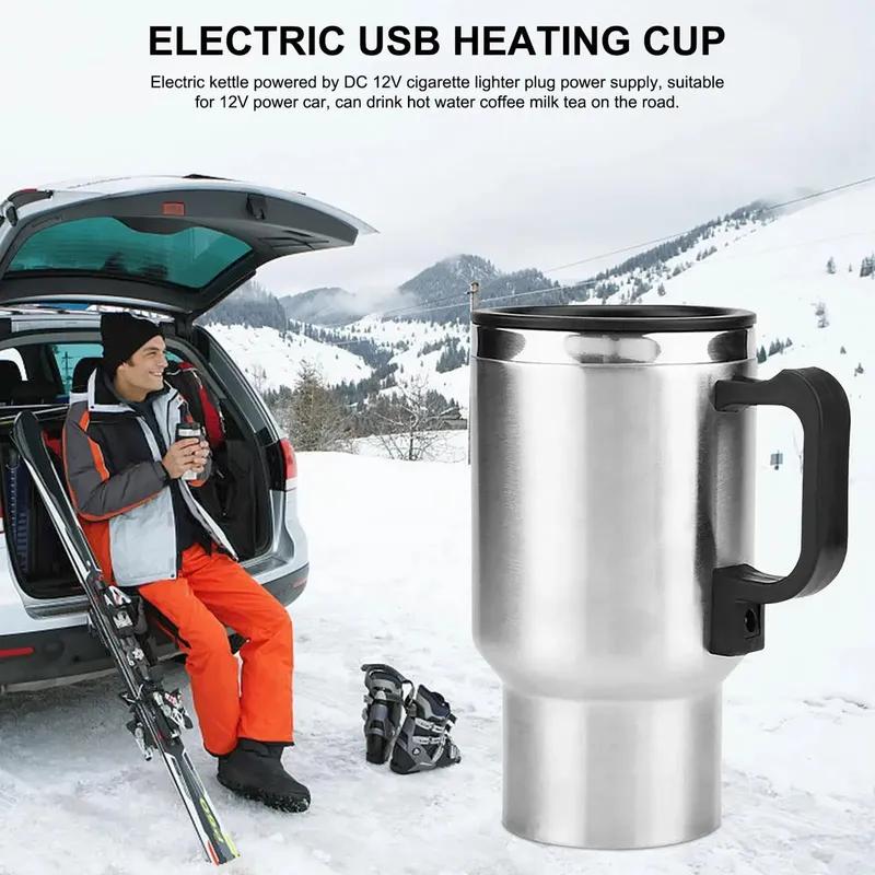 450ml 12V Vehicle Heating Cup Steel Electric Heating Car Kettle For Camping Travel Kettle Coffee Mug Cup Amagi