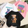 Summer Clothes for Boys and Girls, Short Sleeved T-shirts, Summer New Styles, Teddy Bear Printed Girls' Tops, Children's Clothing Trend