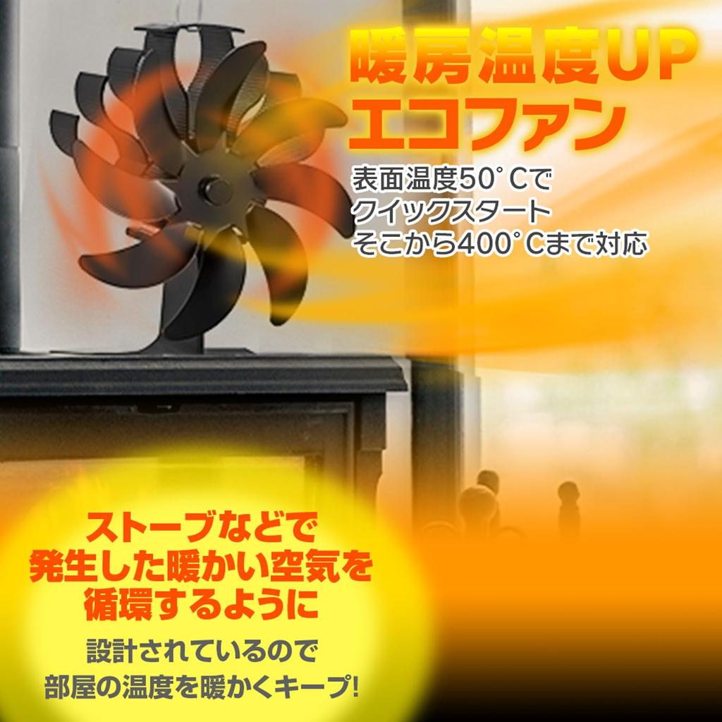 Stove Fan, 8 Blades, for Fireplaces and Kerosene Stoves, No Power Required, Camping Use, Stylish, Fireplace Air Circulator, Quiet, Energy Saving, Cold