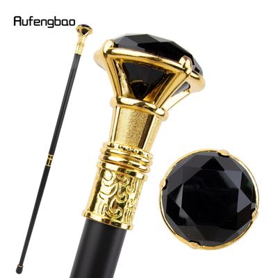 Goldener Gehstock im schwarzen Diamant-Stil, modischer dekorativer Gehstock für Gentleman, eleganter Cosplay-Gehstock, Knauf, Crosier, 93 cm