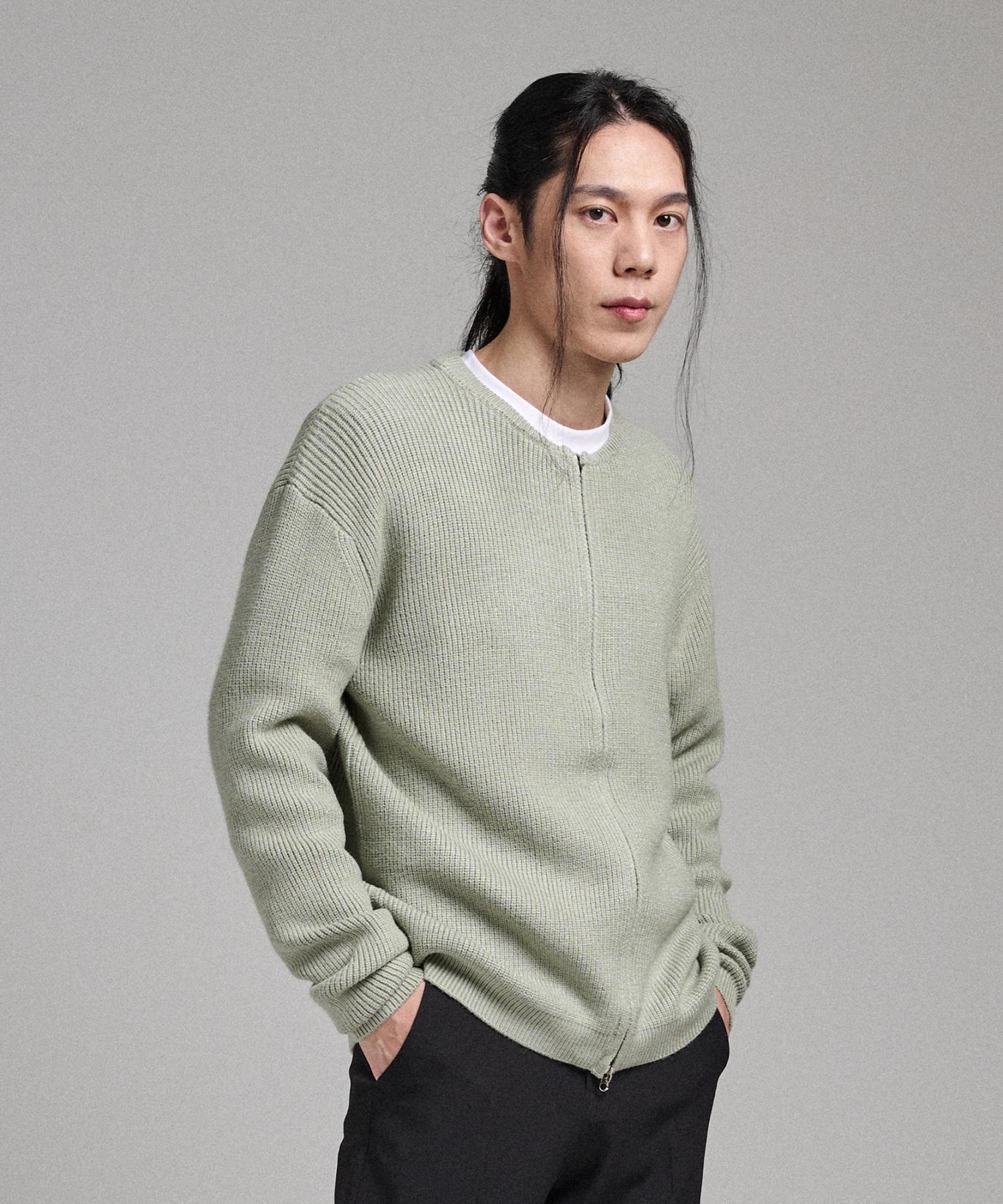 Analog Mood 2-Way Round Cardigan Knit (Olive) Free