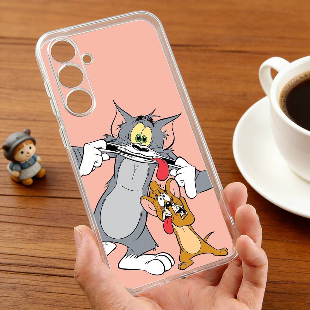 F-Funny TomS Cartoon J-JerryS phone Case For Samsung S30,23,21,22,20, FE lite,S10,9,8,7 PIus Note20ultra Soft Transparent