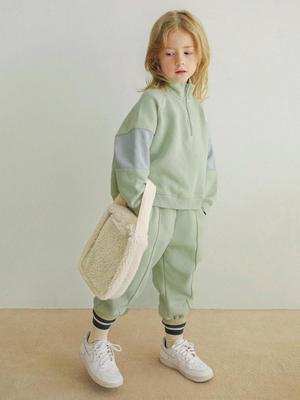 Jungen & Mädchen Herbst Sportset: Stehkragen Reißverschluss Sweatshirt & Lange Hose Zweiteiler.