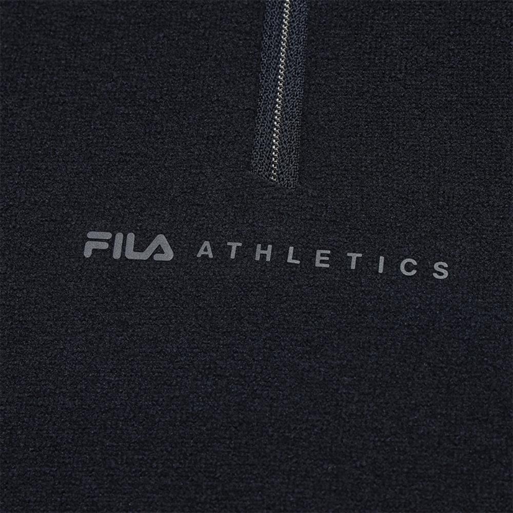 FILA Fitness Trendy Versatile Half-Zip Knit Long Sleeve T-Shirt Men Tops Legendary-Blue A61M541203FNV