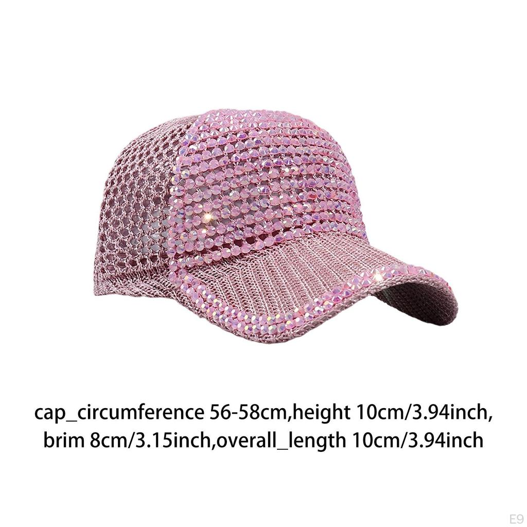 Mesh Rhinestone Baseball Cap Breathable Duckbill Adjustable Summer Beach Sun Hat Protection