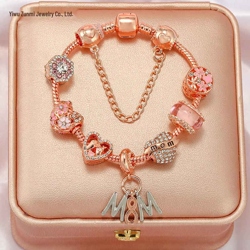 

Korean Style Eternal Love Heart Pendant Crystal Bracelet for Mother s Day 18cm