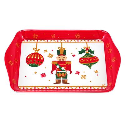 [A3336] - Μικρός Δίσκος μελαμίνης 'Καρυοθραύστης' κόκκινο λευκό - 21x14 εκ.