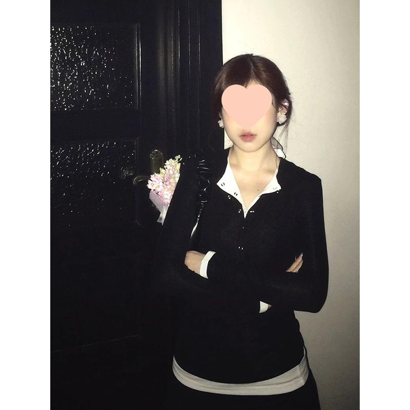 

Women s Color Block Patchwork Two-in-One Long Sleeve Slimming Top - Autumn/Winter Base Layer L 52.5kg-57kg