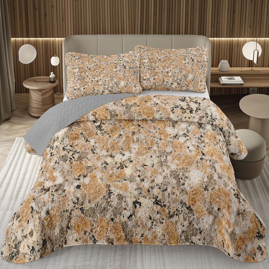 Marble Grain Bedspread Twin King,Abstract Marble Texture Design Quilted Marbling Coverlet Set Ink Fluid Art Quilt Set Home Decor