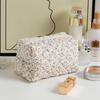 Storage Organizer Floral Puffy Quilted Makeup Bag Flower Printed Cosmetic Pouch Large Travel Cosmetic Bag Makeup Accessory