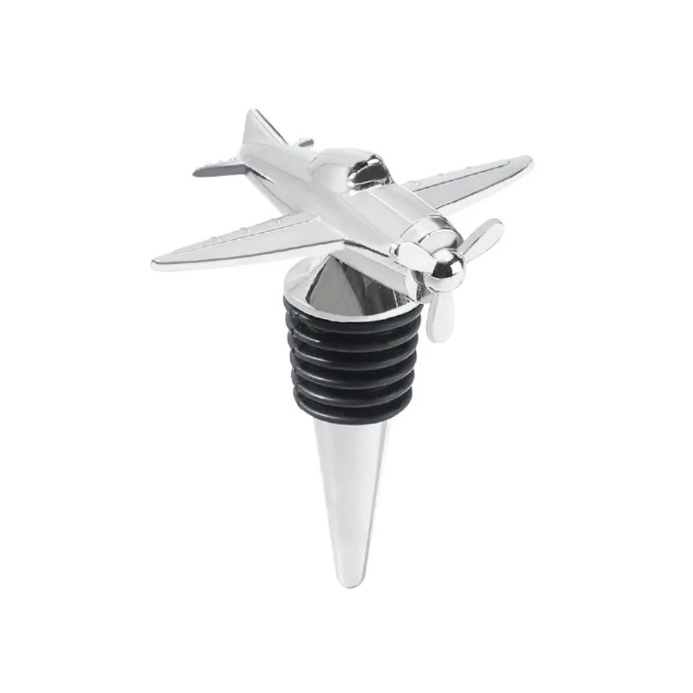 Airplane Shaped Wine Bottle Stoppers Vacumm Sealer Wine Corks Metal Beer Bottle Saver Airplane Bottle Reusable 3D Wine Corks