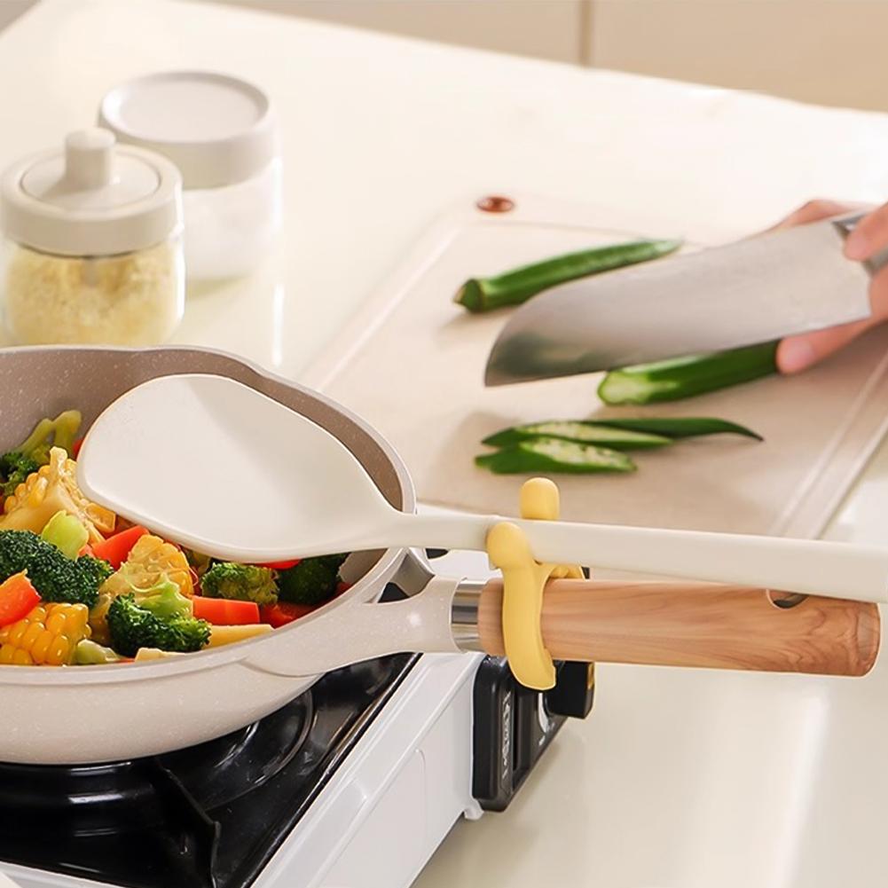 Silicone Deer Ear Pot Shovel Rack Home Kitchen Stove Anti Overflow Soup Spoon Kitchenware Placement Protective Shovel Rack Mobile Storage Rack