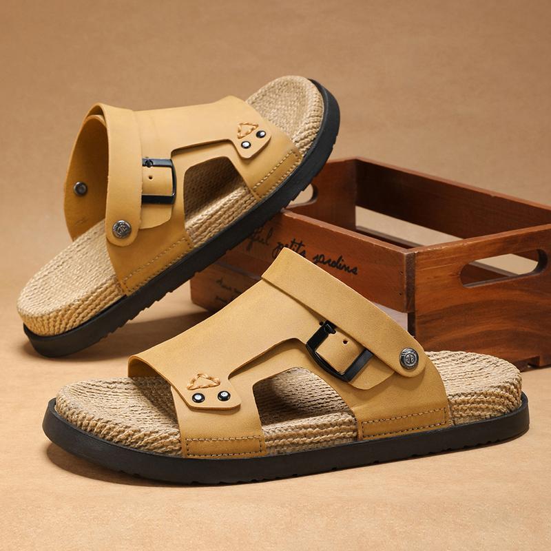 

Fashion CYYTL Mens Summer Slippers Casual Shoes Beach Sandals Outdoor Slides Leather Walking Comfort Luxury Designer Fashion Lightweight 39