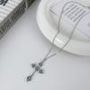 1111 New Silver Cross Necklace Cold Wind Necklace Women's Niche Design Clavicle Chain Fashion Necklace Pendant