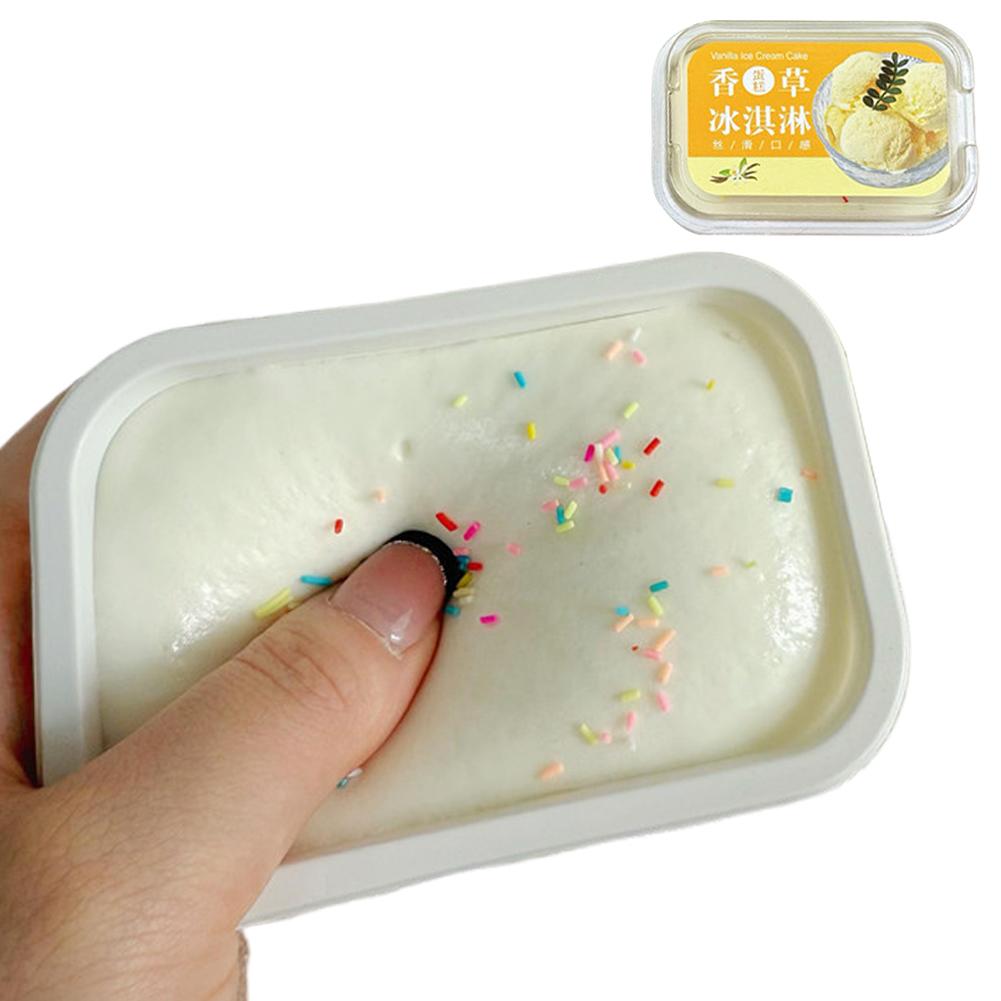 Squishy Gesimuleerde IJstaart Langzaam Rijzend Stressverlichter Sensorisch Fidget Speelgoed Cadeaus voor Kinderen Volwassenen vanille