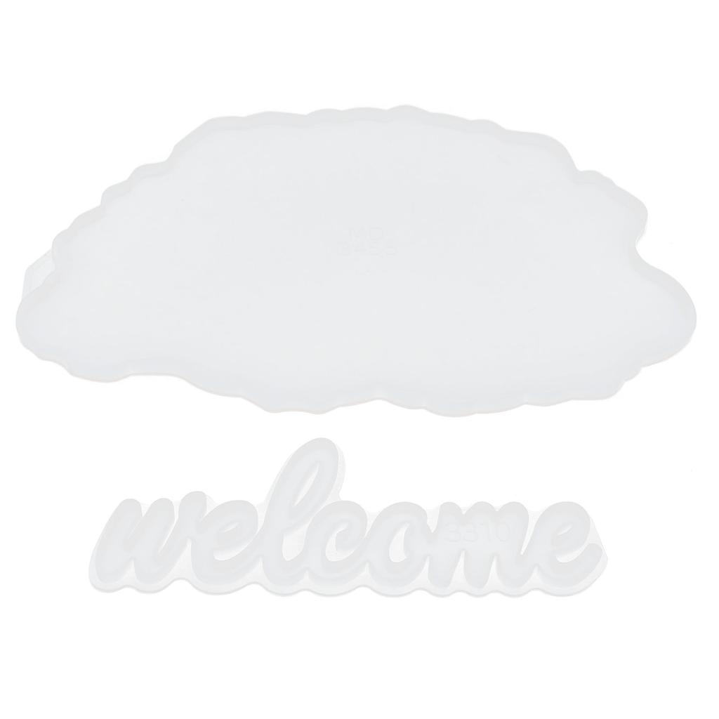 2Pcs Welcome Molds DIY Epoxy Cloud Doorplate Hanging Projects Silicone Resin Door Wall Decor