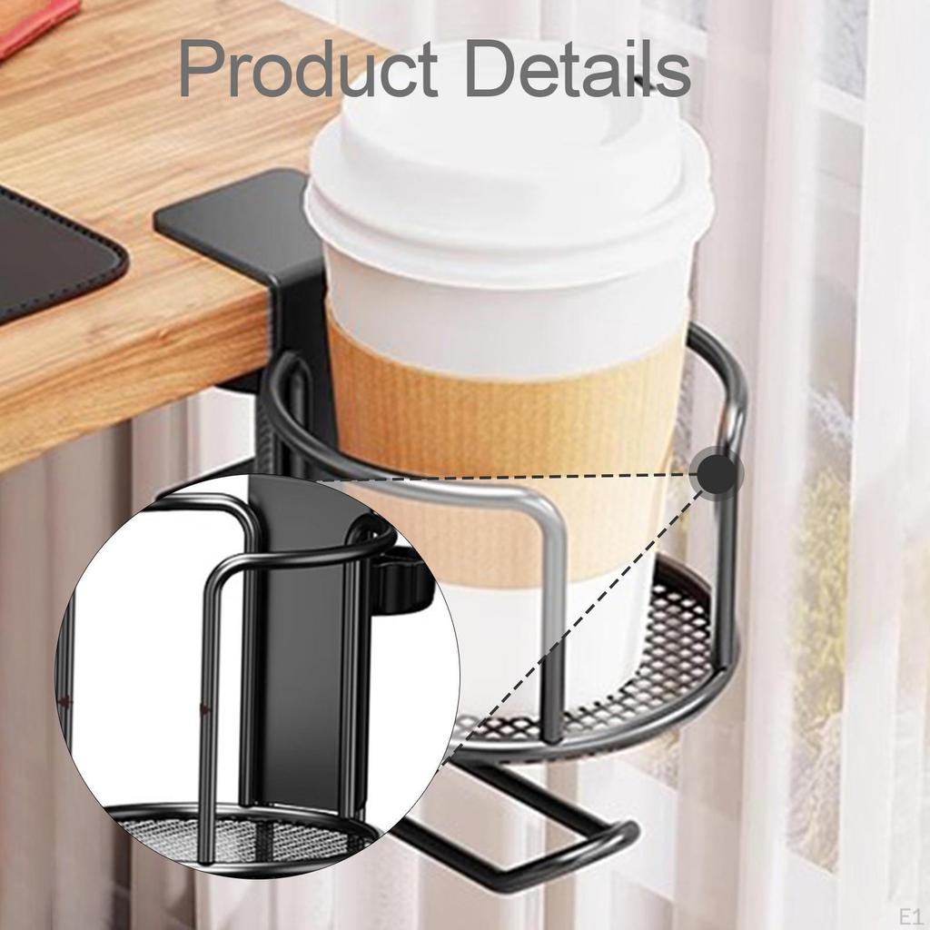 Rotating Desk Cup Holder Water Multifunction Clip on Table Edge Clamp Adjustable for