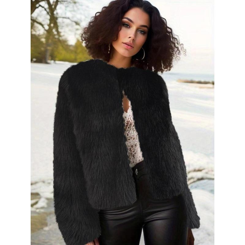 Damen Leder Rundhals Herbst und Winter Jacke für den täglichen Gebrauch