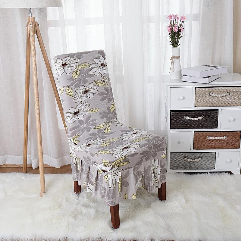 

Floral Pattern Chair Cover Soft Comfortable Anti Slip Wear Resistant Ruffle Hem Country Style Home Restaurant Cafe Chair Cover 1 pc