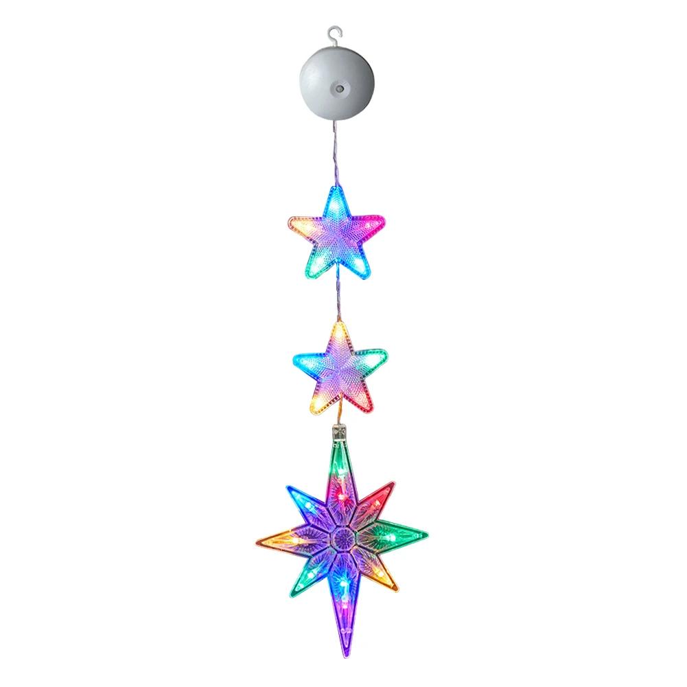 Christmas Star Window Light Decoration with Suction Cup for Xmas Home Shop Party Gifts for Glass Indoor Outdoor Decor Pendant