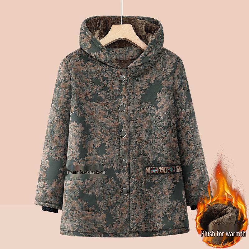 

Зимнее хлопковое пальто бабушки на флисовой подкладке: Теплая, Утепленная Куртка для Пожилых 6XL (160-175 jin)