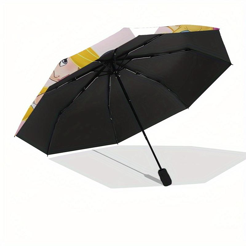Disney Princess Aurora,Snow White,Cinderella Manual Opening and Closing Umbrella, 43-Rib Reinforced Folding Design, Lightweight