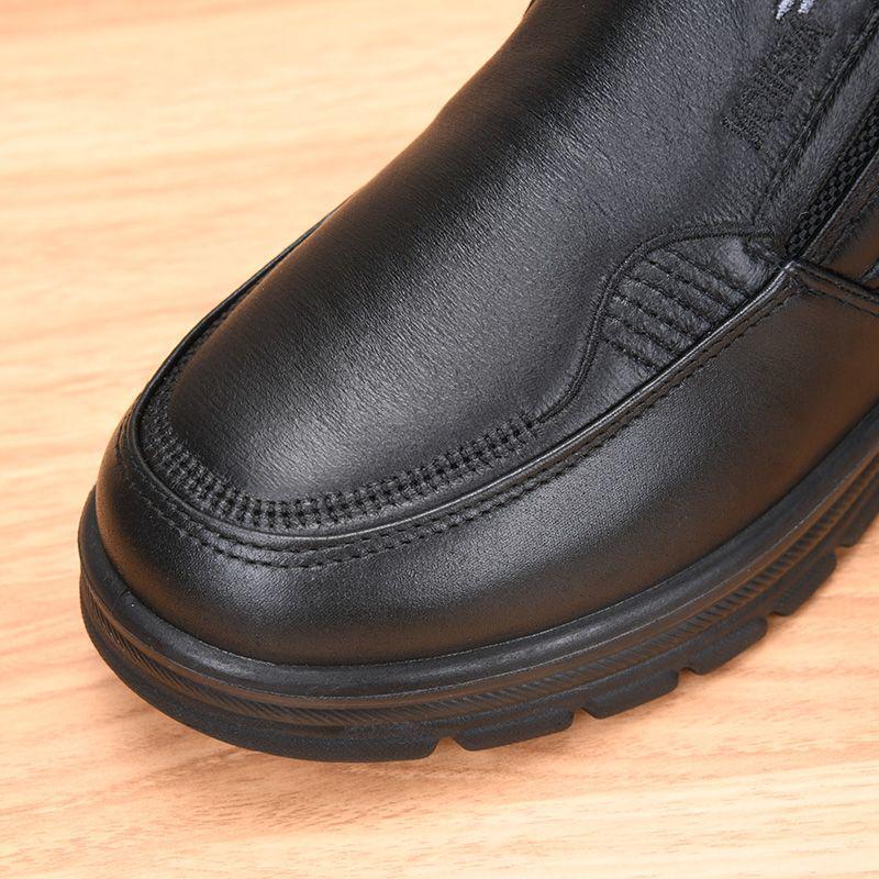 Old Beijing Waterproof Leather Winter Shoes for Elders - Non-slip, Thickened, Plus Velvet Warm, for Casual Wear