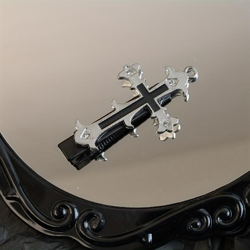 

2pcs Fashion Punk Style Black and White Cross Women s Metal Hair Clip Halloween Party Pool Carnival Personalized Accessories