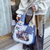 Japanese Style Y2k Shoulder Bag Retro Canvas Tote Bag Casual Vintage Plaid Handbag  Outdoor