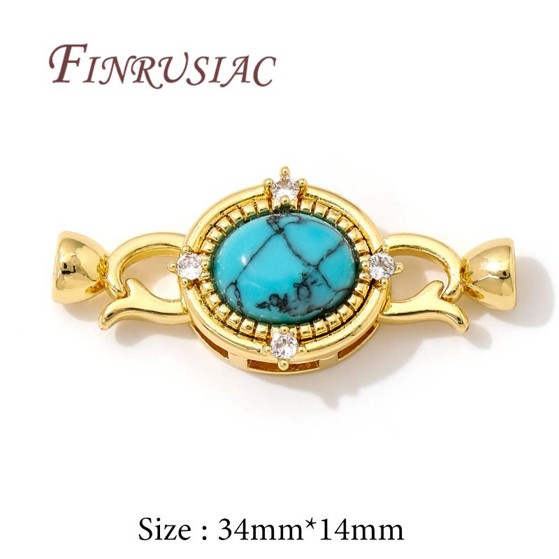 18K Real Gold Plated Inlaid Natural Stone Jewelry Clasps Fasteners For Bracelets Accessories,Locks For Jewelry,Necklace Findings 1 piece