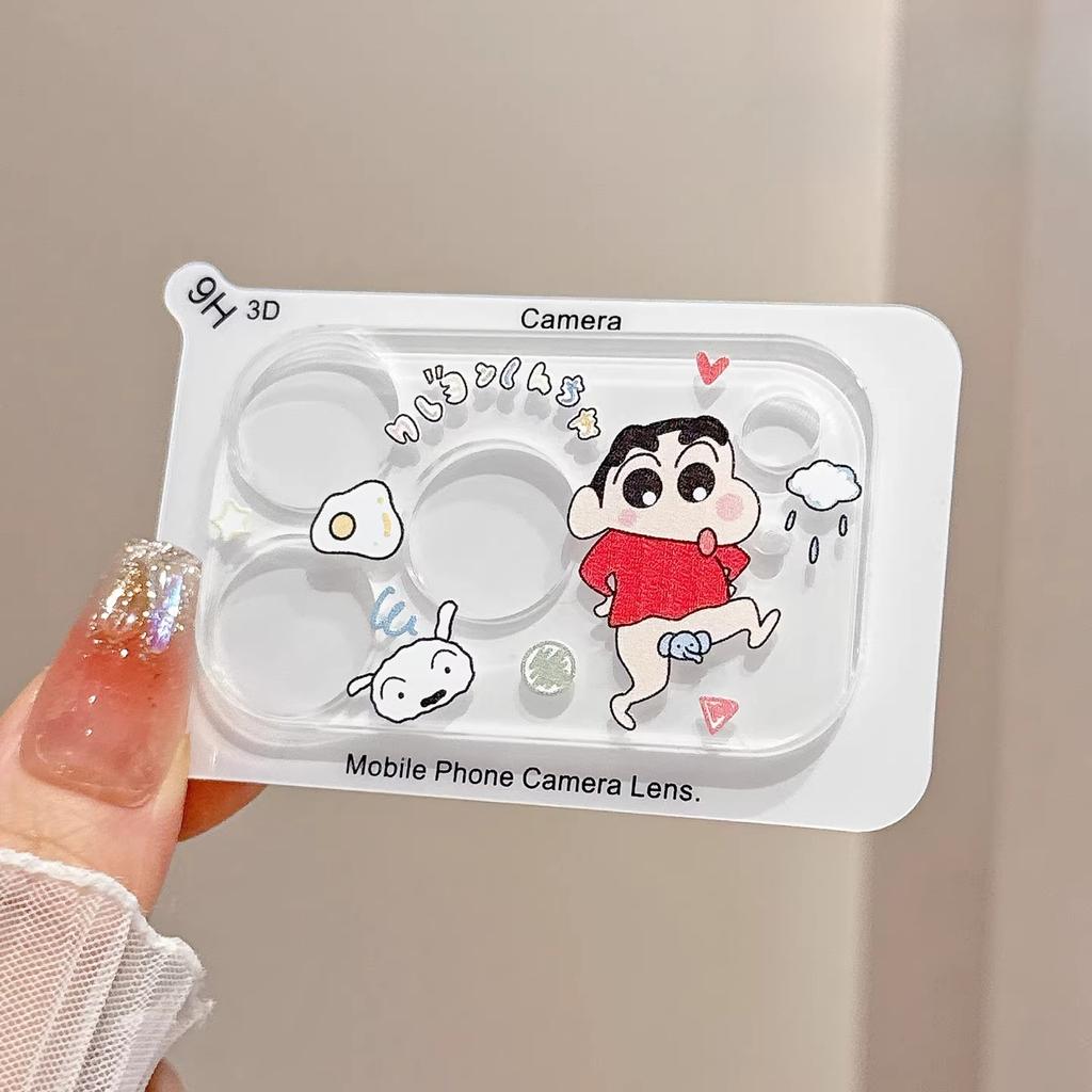 INS Korean Cute Cartoon Clear 9H HD Lens Tempered Glass Film For IPhone 17 Pro Max 16 15 14 Full Back Camera Protector