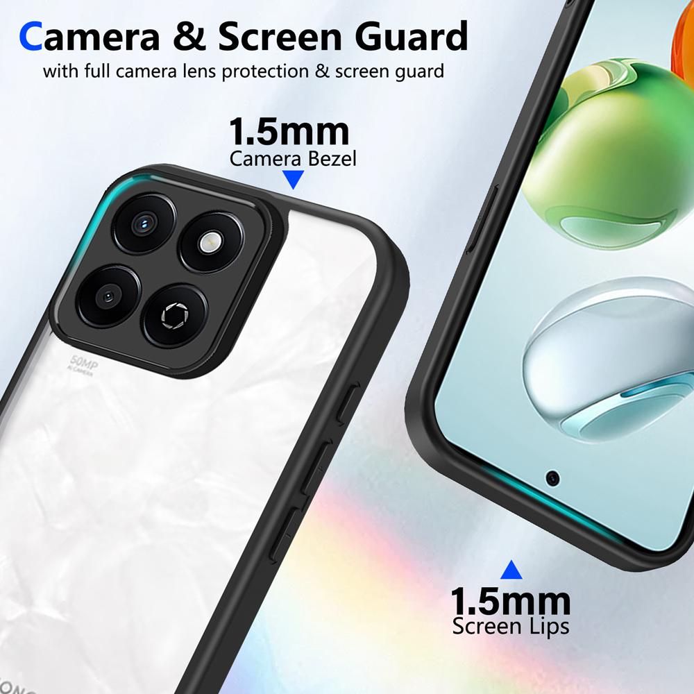 KEYSION Transparent Phone Case for HONOR X7d 5G Soft Silicone+PC Clear Shockproof Phone Back Cover for Huawei Honor 400 Smart 5G