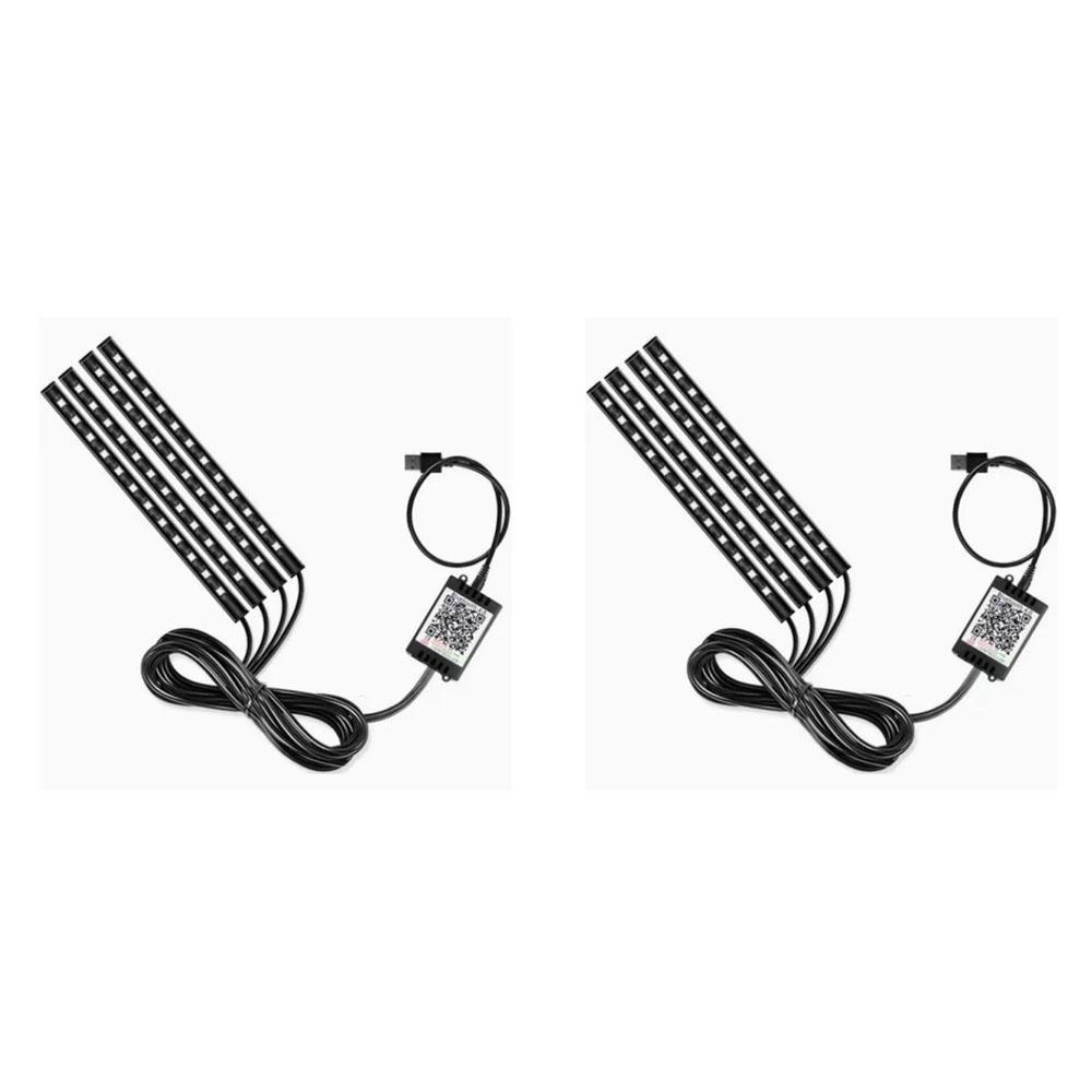 Auto RGB Sfeerverlichting LED Auto Voetstrips USB Auto Interieurverlichting Strip Decoratiebalk Afstandsbediening Sfeerlamp AAP version-2pcs