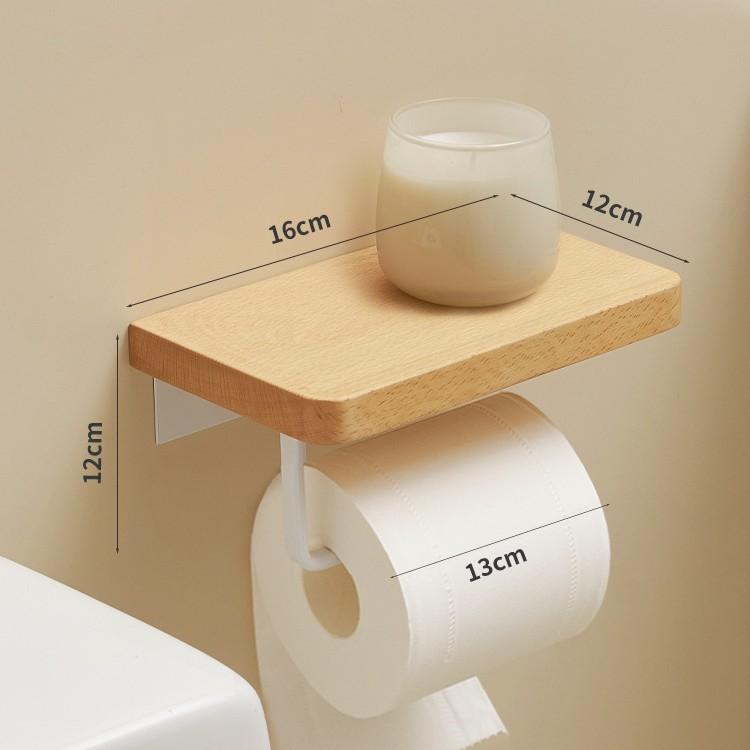 Solid wood tissue holder punch-free toilet roll holder