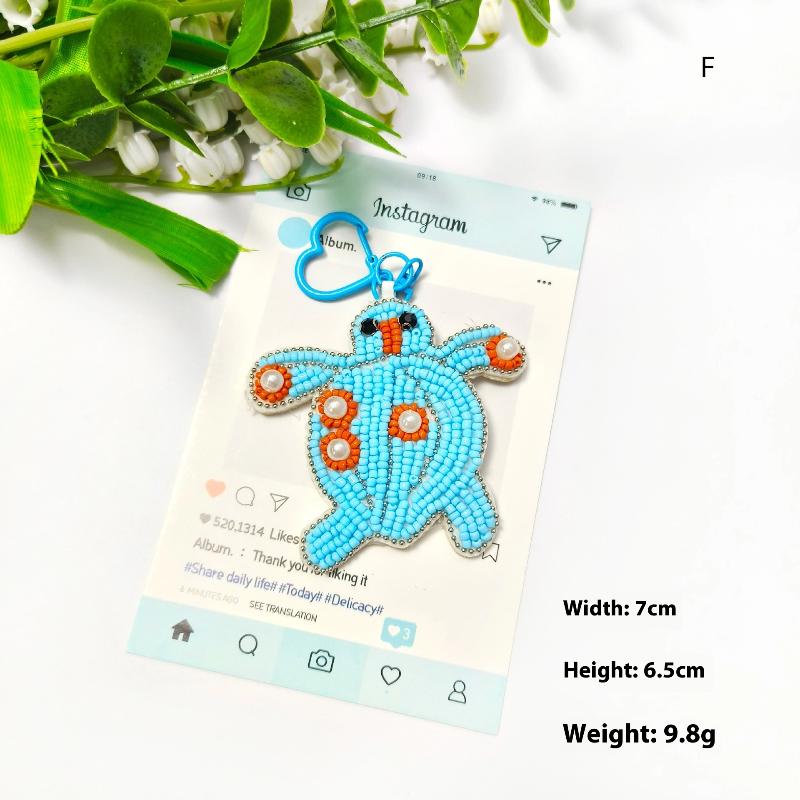 Rhinestone Beaded Bag Pendant Cute Handmade Beaded Keychain Creative Starfish Shell Dolphin Turtle Bag Accessories Diy Pendant