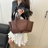 Solid Color Soft Leather Handbag Women Single Shoulder Tote Bag, Large Capacity Commuting Set Handbags Shopping Cross Body Bags