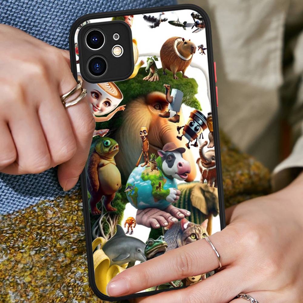 ITALIAN Brainrot Creative Animal For IPhone 11 12 13 14 15 16 Pro Max Plus Matte Translucent Phone Cover