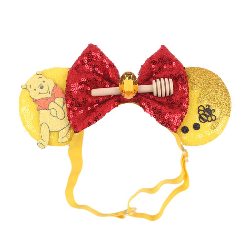 Disney 3,3" Minnie Mickey Ohr Elastische Stirnbänder Neugeborenen Mode Glitzer Verstellbares Haarband Baby DIY Haarschmuck Festival Reise