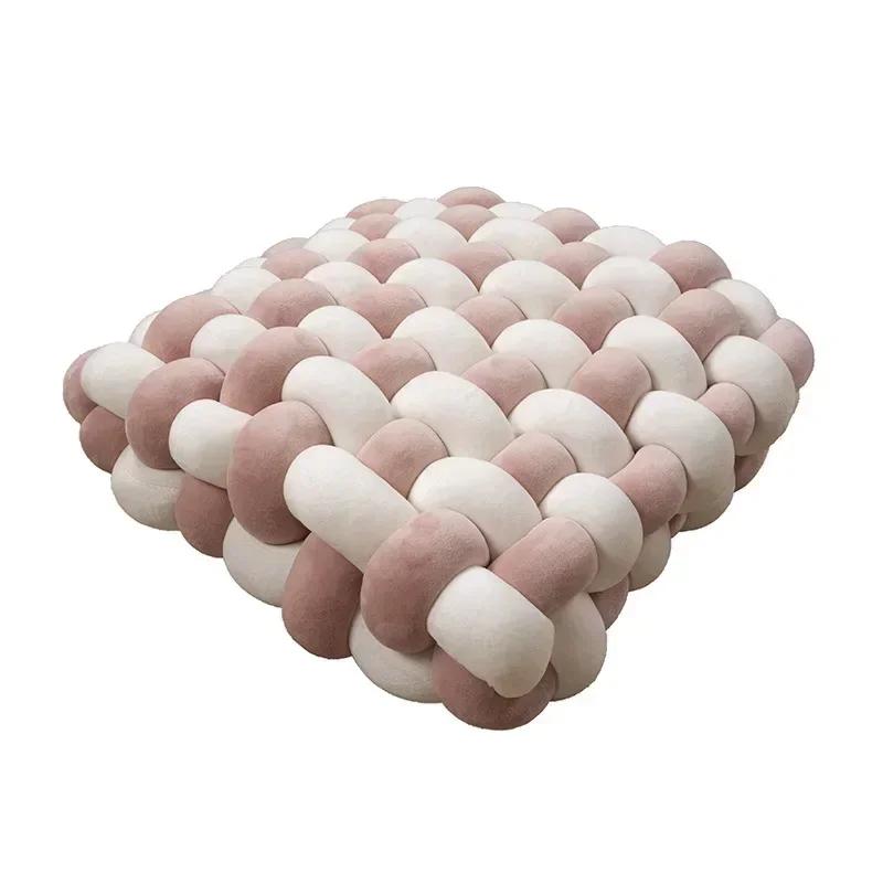 Knotted Square Cushion Nordic Aesthetic Stuffed Pillow Office Chair Decorative Plush Pillow Sleeping Back Knot Hand-made Cushion