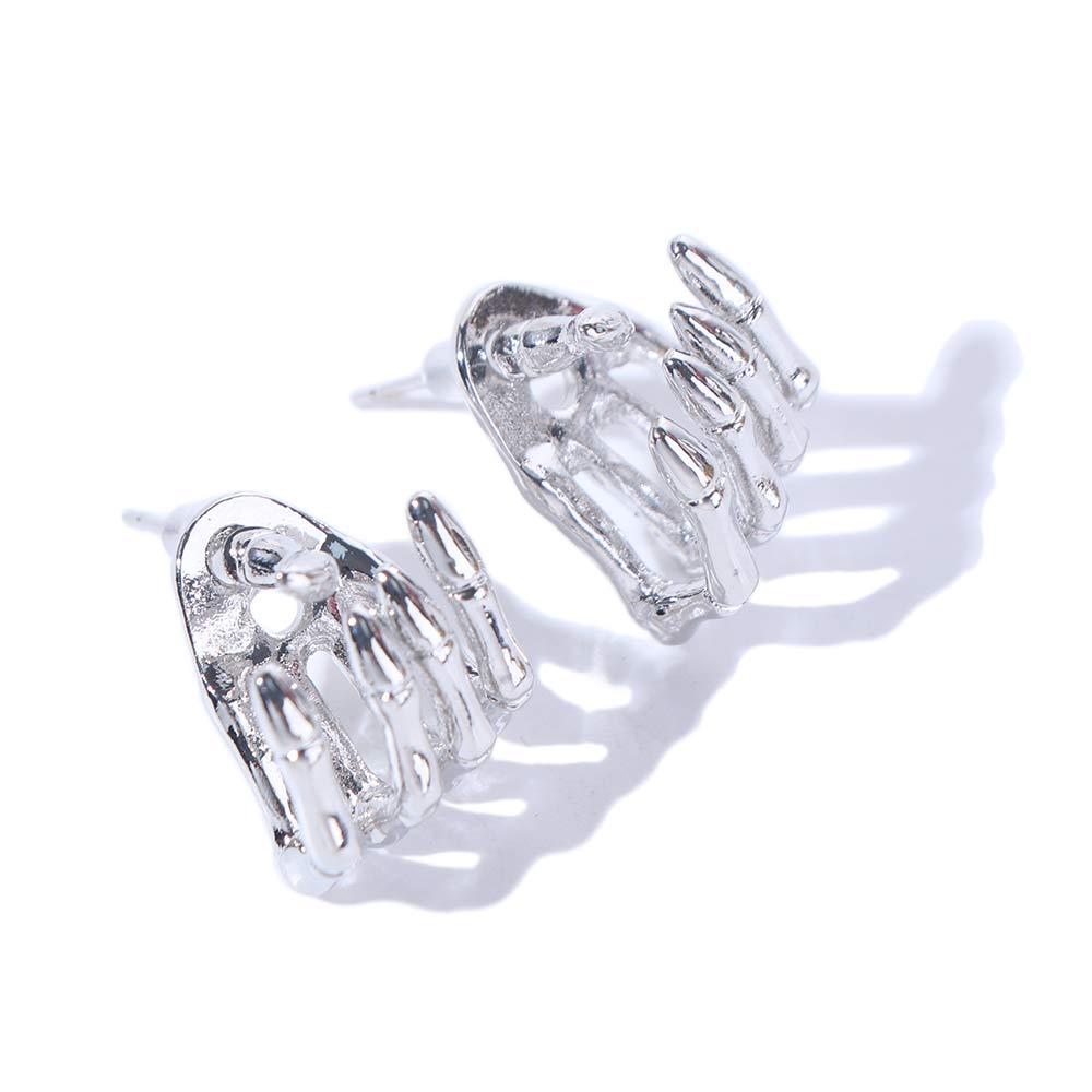 Cool Skeleton Hand Stud Earrings Gothic Halloween Skull Ear Studs Skeleton Earrings Studs  Hipster