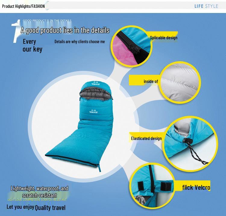 Ultralight White Duck Down Sleeping Bag for Outdoor Camping