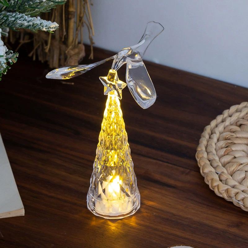 1PC Flying Bird Light LED Rotating Crystal Multicolor Xmas Tree Desktop Ornament Christmas Gift