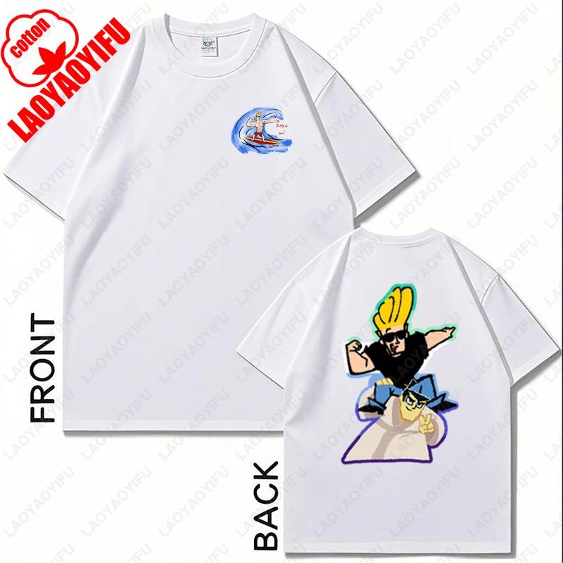 Johnny Bravo Cartoon Character Graphic TShirt Casual Cotton Unisex Women Fun Fashion Tees Brother Friend Couple All Match Gift Tops