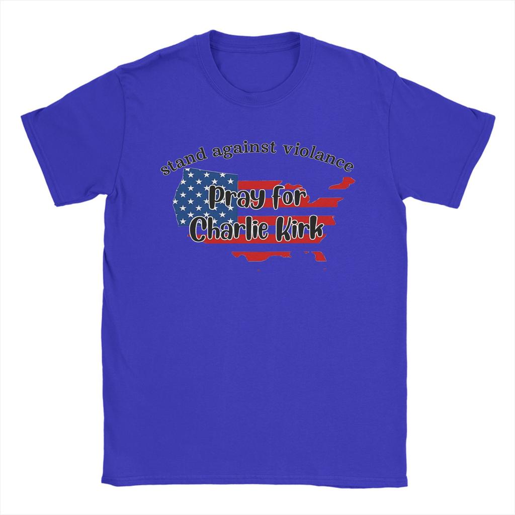 Charlie Kirk T Shirts Men Pure Cotton Vintage T-Shirt Crewneck  Tee Shirt Short Sleeve Clothes Birthday Gift