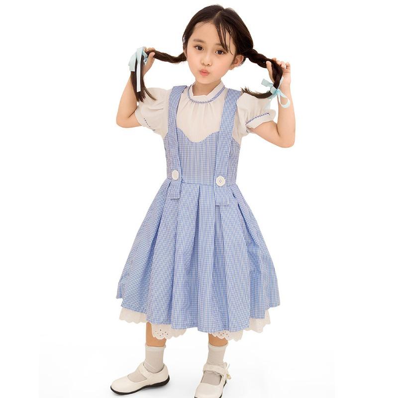 Halloween Women's Wizard of Oz Dorothy Alice Checked Dress Parent-Child Costume