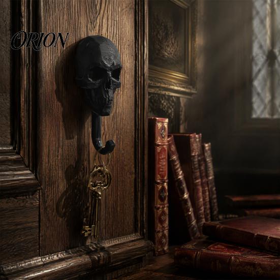 Personalized Wall Pendant 2Pcs 3D Printed Skull Hook, Gothic Dark Mounted Hanger, Geometric Halloween Hanger Towel Key Hat Storage Hook for