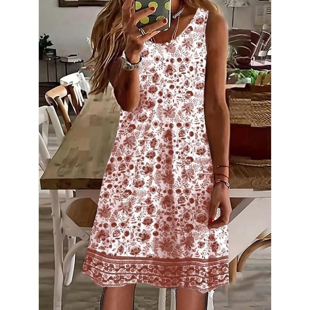 Women's Mini Dress A Line Dress Tank Dress Elegant Stylish Casual Daily Regular Fit Floral Graphic Sleeveless O-Neck