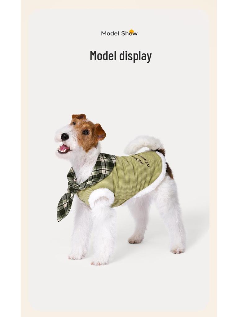 Hoopet Pet Corduroy Plaid Vest for Cats and Puppies - Warm, Sleeveless Autumn/Winter Wear