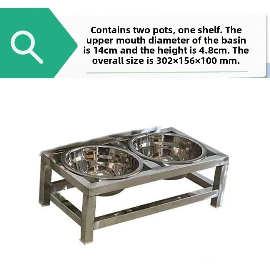 

Stainless Steel Dog Food Bowl Fix Prevent Knocked Over Double-bowl Protection Neck Easy Clean Pet Feeding Products Accessories